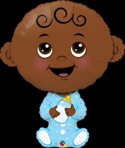38" SHAPE FOIL BABY BOY-DARK SKIN TONE